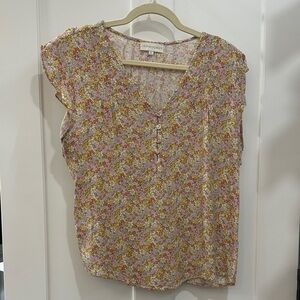 Cynthia Rowley Floral Blouse - Pink and Yellow